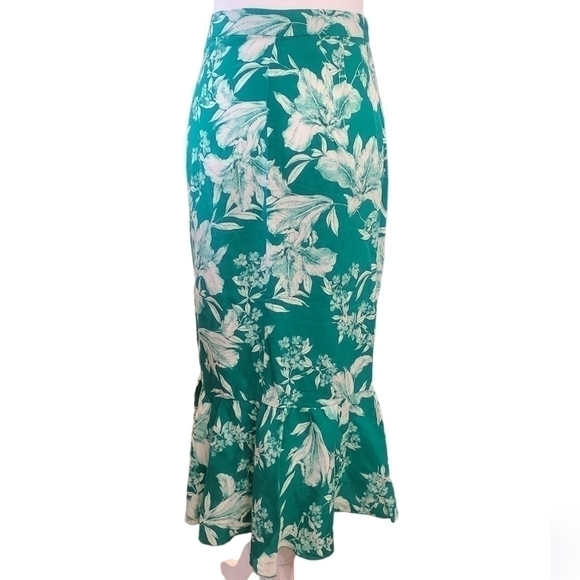 ZARA Linen Blend Beachy Tropical Floral Print Wrap Midi Skirt Sz XS - Picture 3 of 7